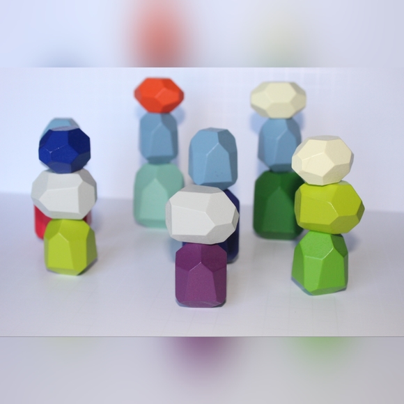 ✨🆕✨ Wooden Sorting Stacking Stones/ Rocks - Picture 8 of 9